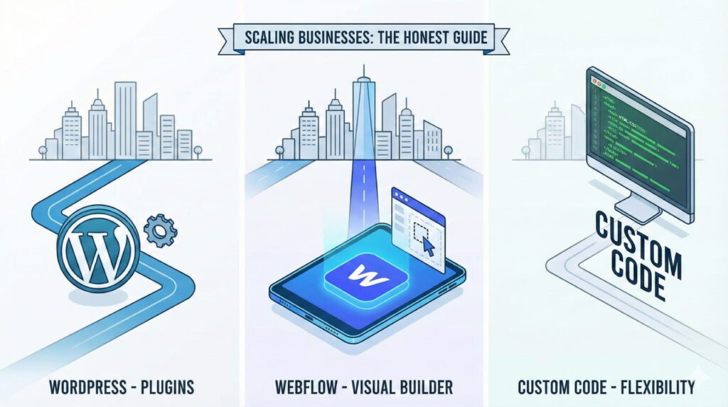 WordPress vs. Webflow vs. Custom Code